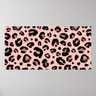 Snow Leopard black grey beige seamless background. Poster