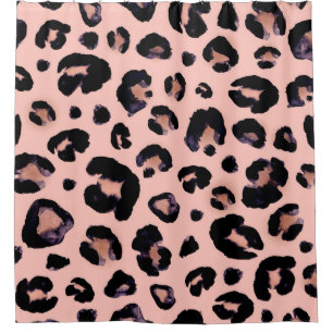 Snow Leopard black grey beige seamless background. Shower Curtain