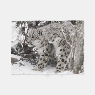 Snow Leopard Brothers Walking Fleece Blanket