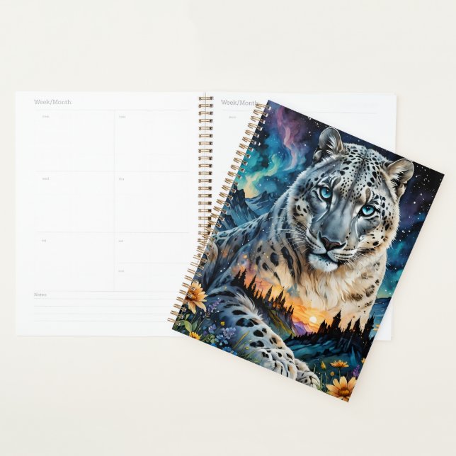 Snow Leopard Castle Moon, Aurora borealis Planner (Display)