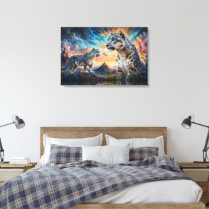 Snow Leopard Castle Sunrise reflection Canvas Print