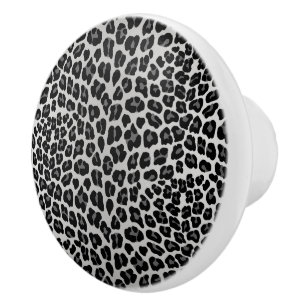 Snow leopard ceramic knob
