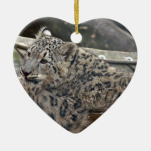 Snow Leopard Ceramic Tree Decoration