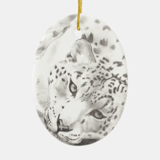 Snow Leopard Ceramic Tree Decoration