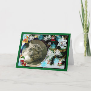 Snow Leopard Christmas Greeting Card