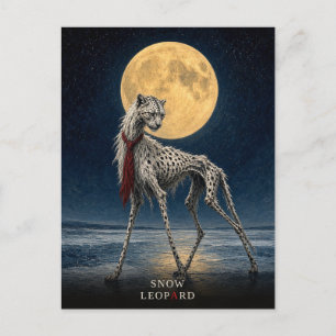Snow Leopard Cravat gothic Surreal Postcard