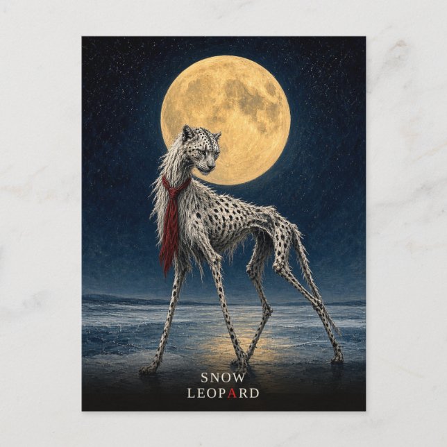 Snow Leopard Cravat gothic Surreal Postcard (Front)