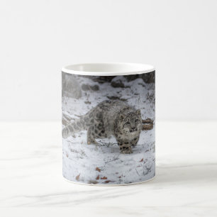 Snow Leopard Cub Stalking Coffee Mug