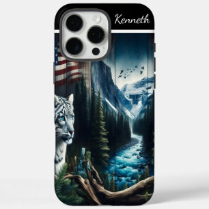 Snow Leopard Dreams of Mountain Stream iPhone 16 Pro Max Case