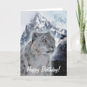 Snow Leopard Endangered Species Birthday Card