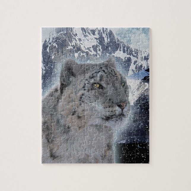 SNOW LEOPARD Endangered Species of Big Cat Jigsaw Puzzle (Vertical)