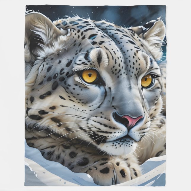 Snow Leopard Fleece Blanket (Front)