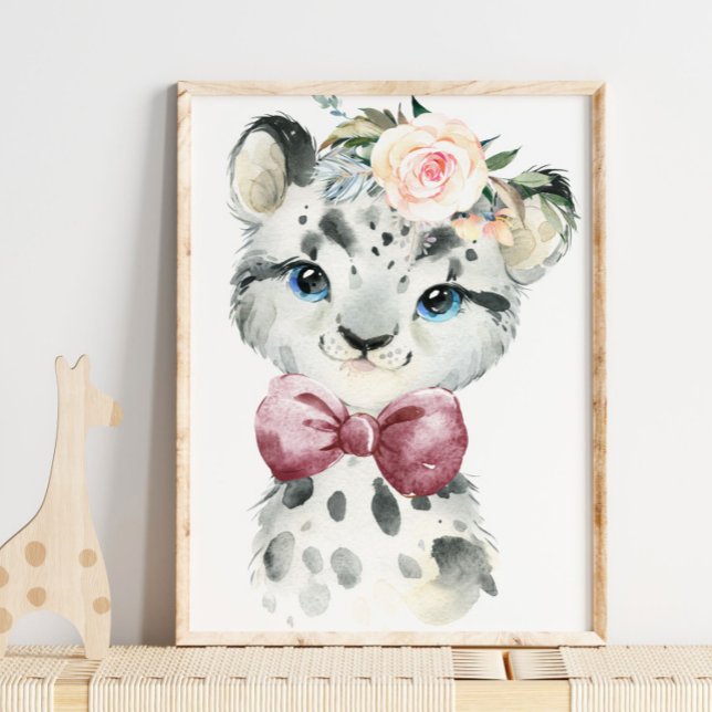 Snow Leopard Floral Baby | Nursery Print (Creator Uploaded)