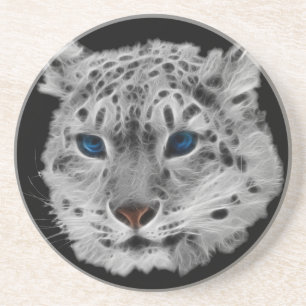 Snow Leopard Fractal Coaster