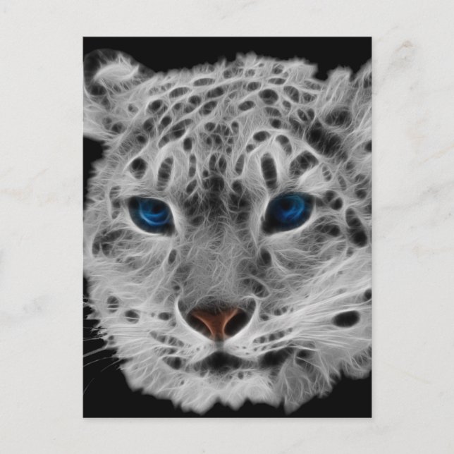 Snow Leopard Fractal Postcard (Front)