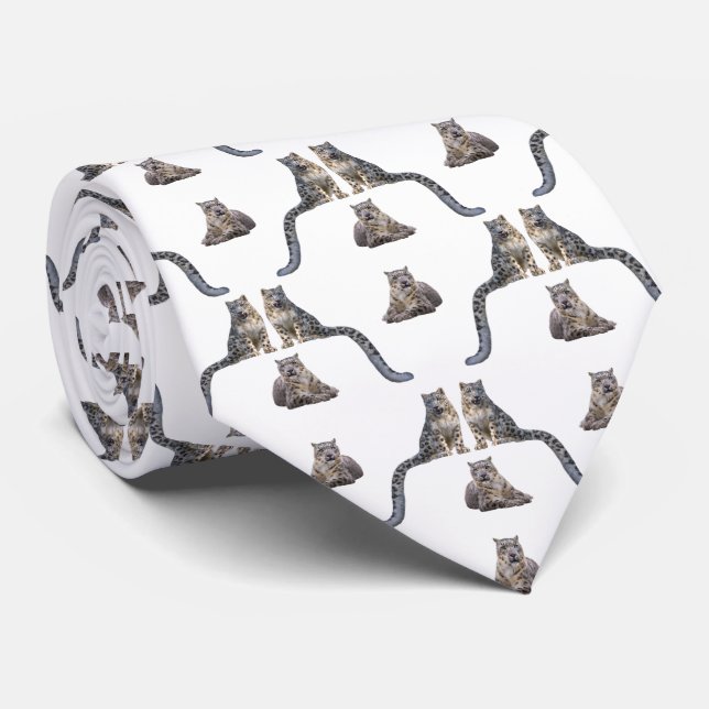 Snow Leopard Frenzy Tie Dbl Sided (choose colour) (Rolled)