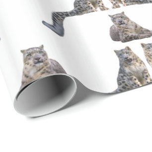 Snow Leopard Frenzy Wrapping Paper (choose colour)