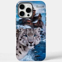 Snow Leopard Gazing By Winter Castle