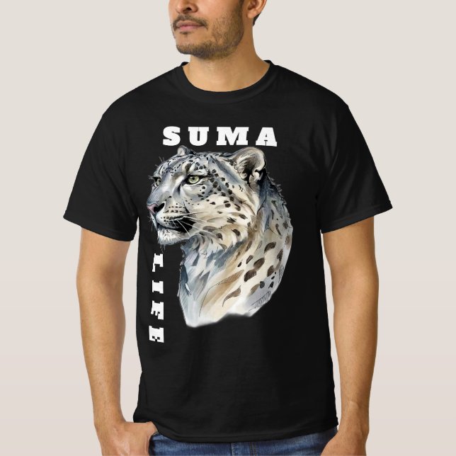 Snow Leopard Graphic Tee - Suma Life Wildlife Blac (Front)