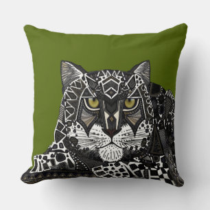 snow leopard green cushion