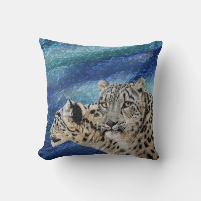 Snow Leopard Habitat Wildlife Pillow (Front)