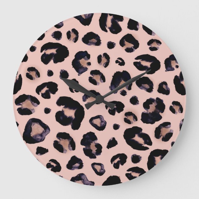 Snow Leopard, Hand Drawn Texture. Large Clock (Front)