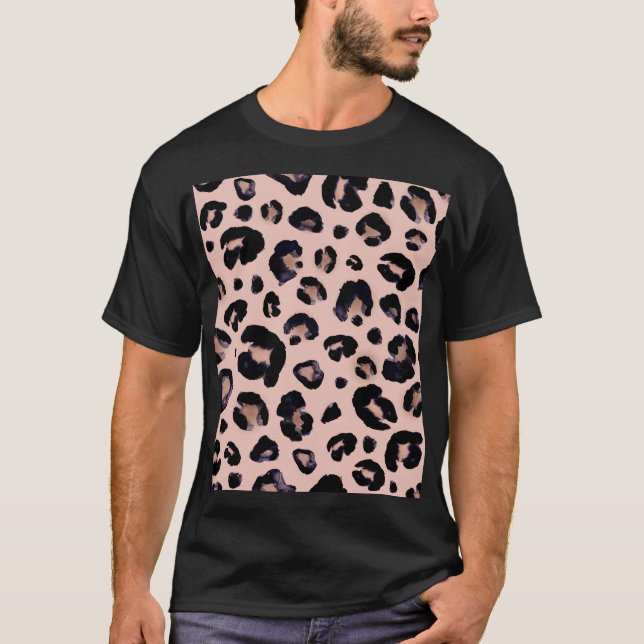 Snow Leopard, Hand Drawn Texture. T-Shirt (Front)