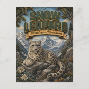 Snow Leopard Himalayan Mountains POPCUT Postcard