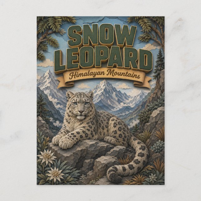 Snow Leopard Himalayan Mountains POPCUT Postcard (Front)