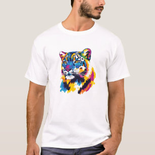 Snow Leopard Illustration Watercolour Painting T-Shirt