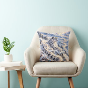 Snow Leopard in Snowy Mountains – Winter La Cushion