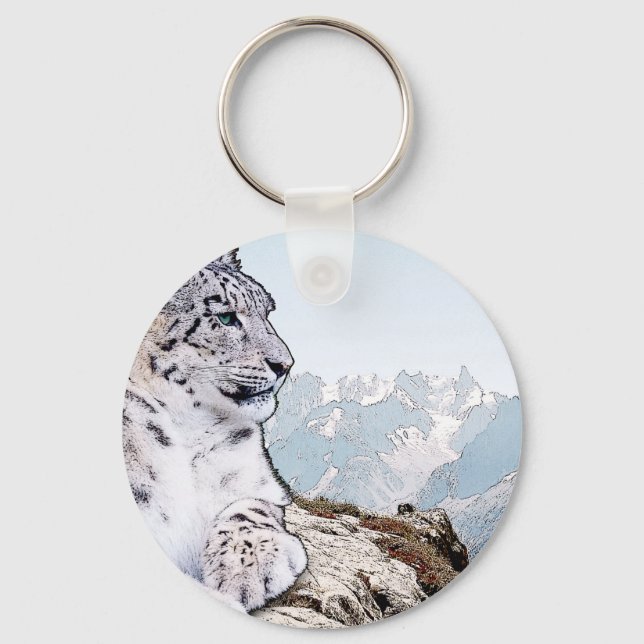 Snow Leopard Key Ring (Front)