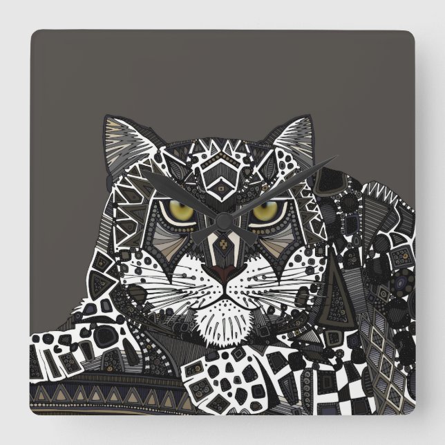 snow leopard lead square wall clock (Front)