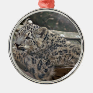Snow Leopard Metal Tree Decoration