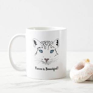 Snow Leopard Modern Drawing Fierce is Beautiful Coffee Mug