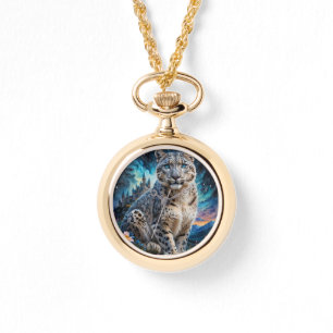 Snow Leopard Mountain Castle Starry Sky Watch