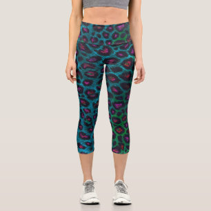 Snow Leopard Neon-Noir Pattern Capri Leggings