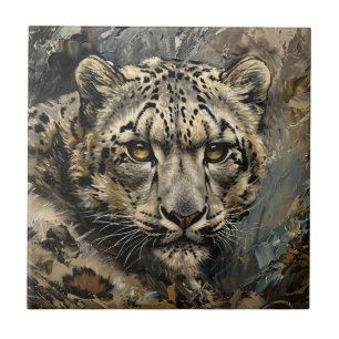Snow Leopard Oil Painting Ceramic Tile