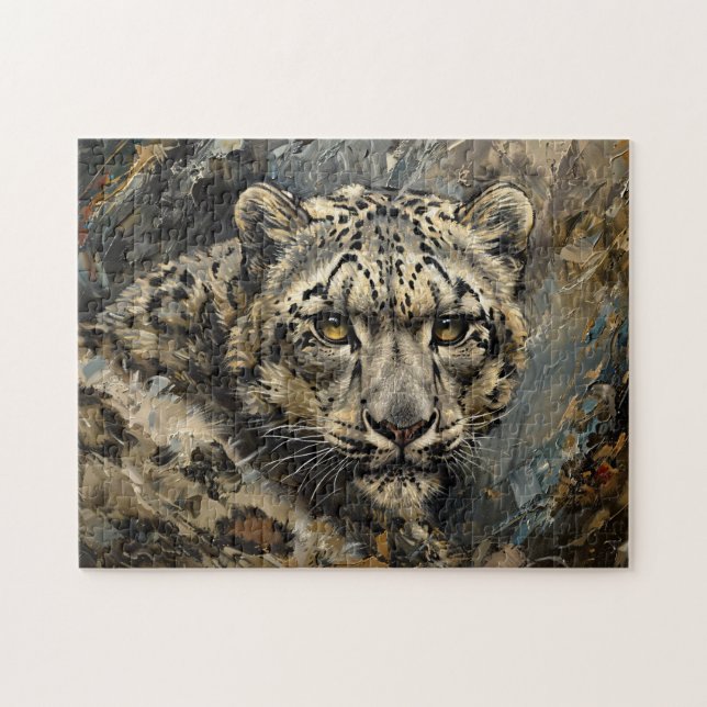 Snow Leopard Oil Painting Jigsaw Puzzle (Horizontal)
