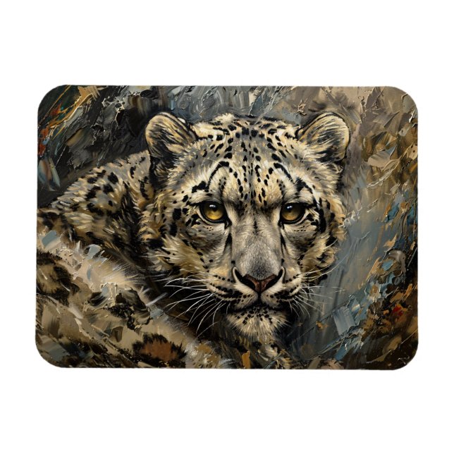 Snow Leopard Oil Painting Magnet (Horizontal)