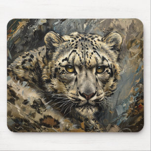 Snow Leopard Oil Painting Mouse Pad