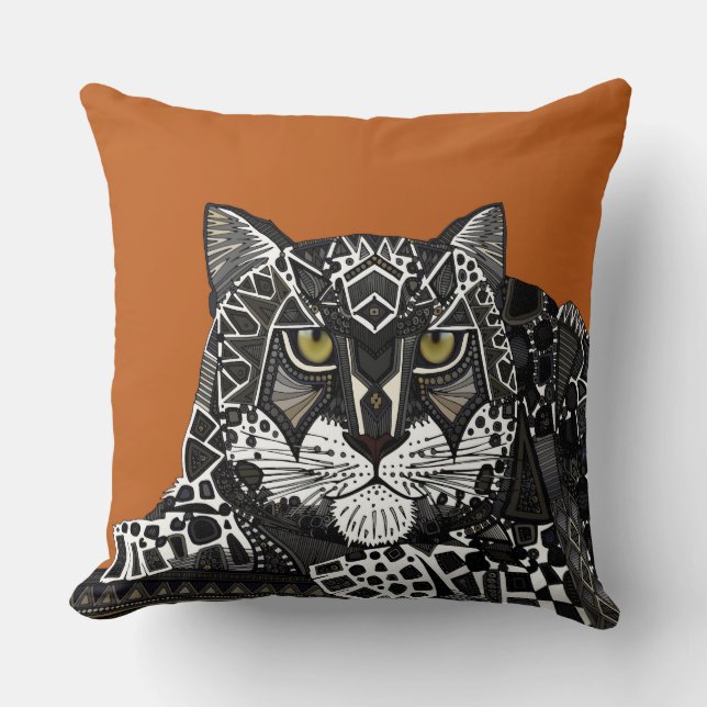 snow leopard orange cushion (Front)