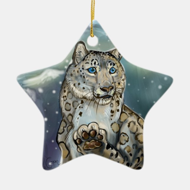 Snow Leopard~ornament Ceramic Ornament (Front)