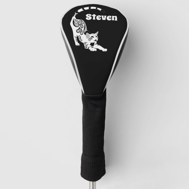 Snow Leopard Paisley Bengal Cat Yoga Stretching Golf Head Cover (Front)