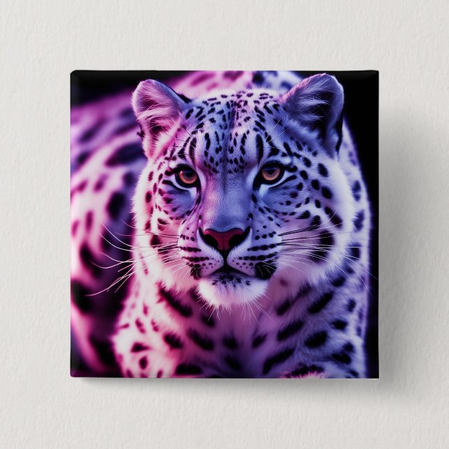 Snow Leopard Portrait 15 Cm Square Badge (Front)