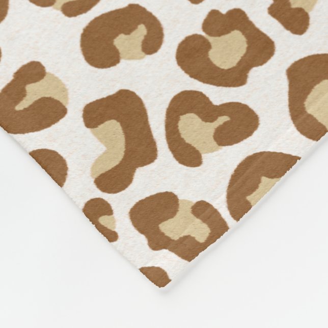 Snow Leopard Print, Beige, Tan, and Cream Fleece Blanket (Corner)