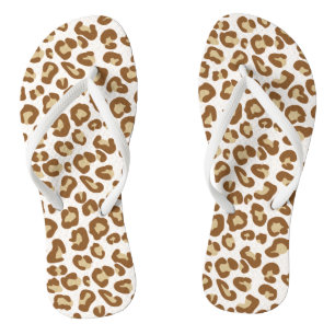 Snow Leopard Print, Beige, Tan, and Cream Thongs