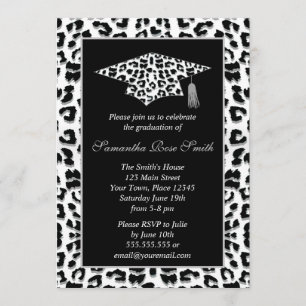 Snow Leopard Print Graduation Party Invitation