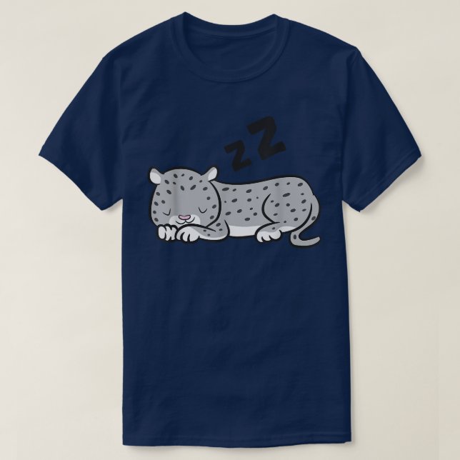 Snow Leopard Pyjamas Cute Sleeping Snow Leopards  T-Shirt (Design Front)