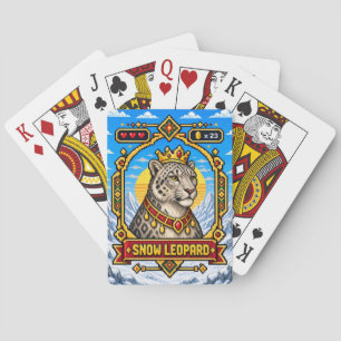 Snow Leopard Retro 8-Bit Pixel Art Playing Cards